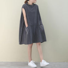 Load image into Gallery viewer, DIY o neck sleeveless Cotton outfit denim gray Dress