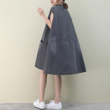 Load image into Gallery viewer, DIY o neck sleeveless Cotton outfit denim gray Dress