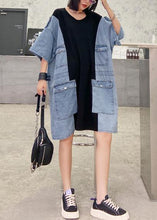 Load image into Gallery viewer, DIY o neck summer tunics for women black patchwork denim blue Dresses