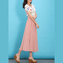 Load image into Gallery viewer, DIY pink elastic waist chiffon clothes big hem Traveling summer Dresses