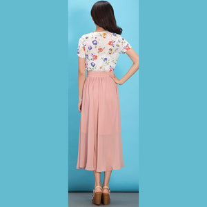 DIY pink elastic waist chiffon clothes big hem Traveling summer Dresses