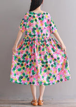 Load image into Gallery viewer, DIY pink prints Cotton clothes short sleeve tunic summer Dresses