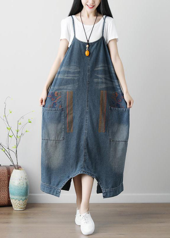 Denim Blue Women Casual Loose Jumpsuit