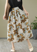 Load image into Gallery viewer, Diy Khaki Print Patchwork Pockets Cotton Pleated Skirt Summer