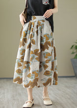 Load image into Gallery viewer, Diy Khaki Print Patchwork Pockets Cotton Pleated Skirt Summer