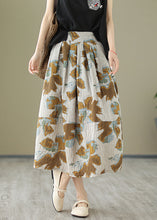 Load image into Gallery viewer, Diy Khaki Print Patchwork Pockets Cotton Pleated Skirt Summer