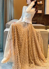 Load image into Gallery viewer, Diy Khaki Wrinkled Patchwork High Waist Tulle Skirt Spring