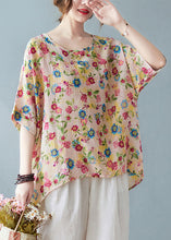 Load image into Gallery viewer, Diy Light Yellow O-Neck Oversized Print Cotton Tanks Short Sleeve