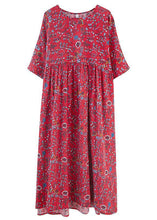 Load image into Gallery viewer, Diy Red Pockets Print Cotton Maxi Dresses Cinched