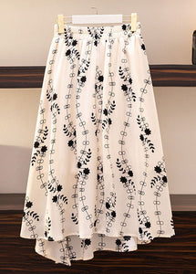 Elegant Apricot Print Front Open Patchwork Chiffon Skirt Summer