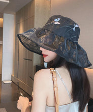 Load image into Gallery viewer, Elegant Black Butterfly Embroideried Tulle Floppy Sun Hat