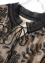 Load image into Gallery viewer, Elegant Black Embroideried Hollow Out Silk Long Dresses Summer