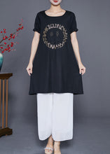 Load image into Gallery viewer, Elegant Black Oversized Smiling Face Zircon Chiffon Dresses Summer