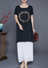 Load image into Gallery viewer, Elegant Black Oversized Smiling Face Zircon Chiffon Dresses Summer