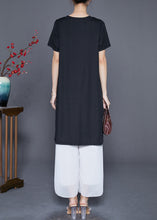 Load image into Gallery viewer, Elegant Black Striped Patchwork Pockets Cotton Maxi Dresses Summer