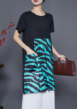 Load image into Gallery viewer, Elegant Black Striped Patchwork Pockets Cotton Maxi Dresses Summer