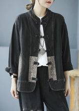 Load image into Gallery viewer, Elegant Blue Pockets Button Patchwork Fall Denim Long sleeve Coat