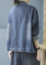 Load image into Gallery viewer, Elegant Blue Pockets Button Patchwork Fall Denim Long sleeve Coat