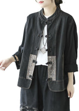 Load image into Gallery viewer, Elegant Blue Pockets Button Patchwork Fall Denim Long sleeve Coat