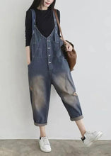 Load image into Gallery viewer, Elegant Blue V Neck Patchwork Button Jumpsuit Summer