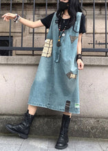 Load image into Gallery viewer, Elegant Blue V Neck Patchwork Denim Maxi Slip Dress Sleeveless