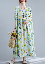 Load image into Gallery viewer, Elegant Green Oversized Print Cotton Maxi Dresses Summer