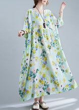 Load image into Gallery viewer, Elegant Green Oversized Print Cotton Maxi Dresses Summer