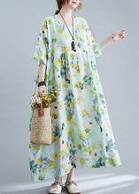 Load image into Gallery viewer, Elegant Green Oversized Print Cotton Maxi Dresses Summer