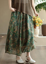 Load image into Gallery viewer, Elegant Green Wrinkled Pockets Patchwork Linen Skirts Summer