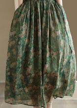 Load image into Gallery viewer, Elegant Green Wrinkled Pockets Patchwork Linen Skirts Summer