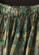 Load image into Gallery viewer, Elegant Green Wrinkled Pockets Patchwork Linen Skirts Summer