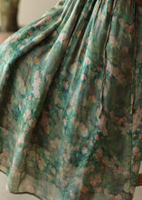 Load image into Gallery viewer, Elegant Green Wrinkled Pockets Patchwork Linen Skirts Summer