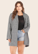 Load image into Gallery viewer, Elegant Grey Notched Patchwork Long Cardigan Fall