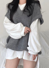 Load image into Gallery viewer, Elegant Khaki V Neck Oversized Knit Two Piece Set Outfits Spring