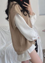 Load image into Gallery viewer, Elegant Khaki V Neck Oversized Knit Two Piece Set Outfits Spring