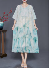 Load image into Gallery viewer, Elegant Light Green Tie Dye Wrinkled Chiffon A Line Dresses Summer