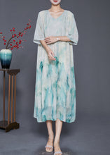 Load image into Gallery viewer, Elegant Light Green Tie Dye Wrinkled Chiffon A Line Dresses Summer