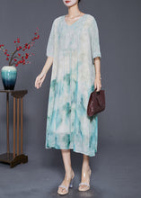 Load image into Gallery viewer, Elegant Light Green Tie Dye Wrinkled Chiffon A Line Dresses Summer