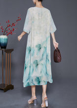 Load image into Gallery viewer, Elegant Light Green Tie Dye Wrinkled Chiffon A Line Dresses Summer