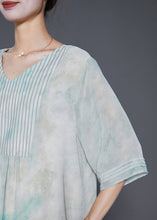 Load image into Gallery viewer, Elegant Light Green Tie Dye Wrinkled Chiffon A Line Dresses Summer