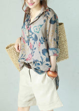 Load image into Gallery viewer, Elegant POLO collar cotton Long Shirts design floral blouse summer