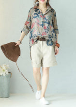 Load image into Gallery viewer, Elegant POLO collar cotton Long Shirts design floral blouse summer