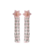 Load image into Gallery viewer, Elegant Pink Hand Knitting Rice Ball Floral Tassel Drop Earrings