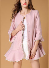 Load image into Gallery viewer, Elegant Pink Pockets Nail bead fashion Fall Woolen Coat