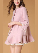 Load image into Gallery viewer, Elegant Pink Pockets Nail bead fashion Fall Woolen Coat