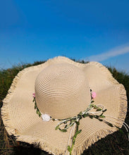 Load image into Gallery viewer, Elegant Pink Straw Woven Beach Floppy Sun Hat