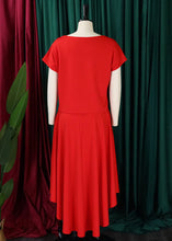 Load image into Gallery viewer, Elegant Red Asymmetrical Tie Waist Chiffon Tops And Maxi Skirts Two Pieces Set Summer