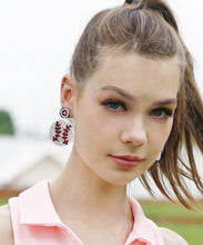 Load image into Gallery viewer, Elegant Red Hand Knitting Rice Ball Rugby Stud Earrings