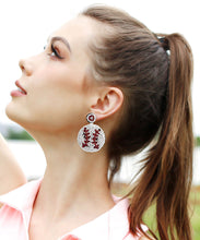 Load image into Gallery viewer, Elegant Red Hand Knitting Rice Ball Rugby Stud Earrings