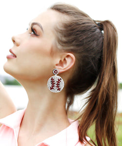 Elegant Red Hand Knitting Rice Ball Rugby Stud Earrings